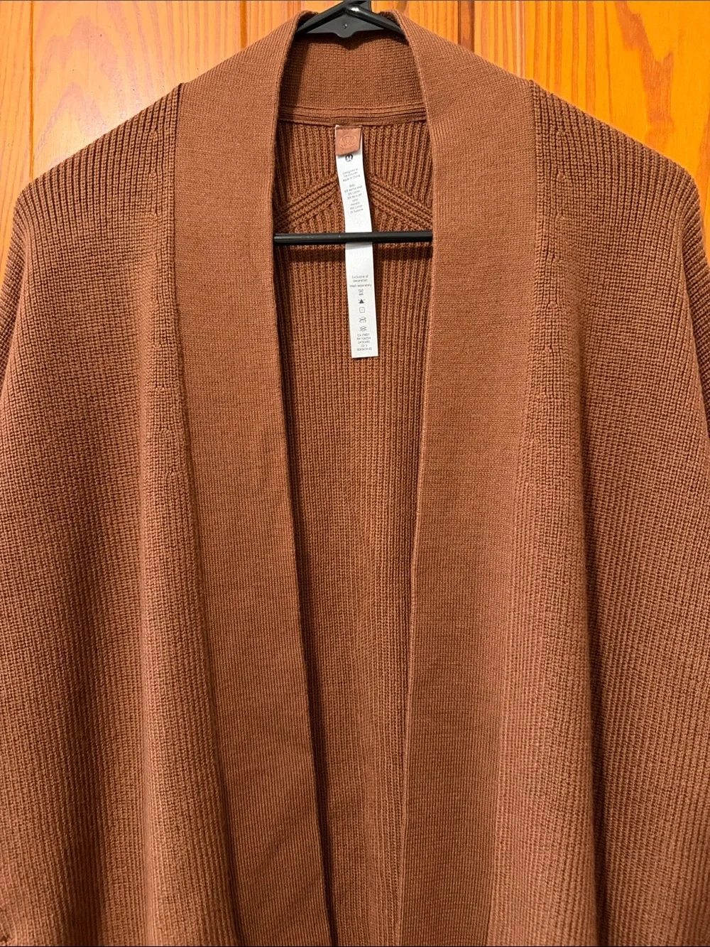 New Lululemon Merino Wool-Blend Ribbed Long Wrap Sweater - Roasted Brown